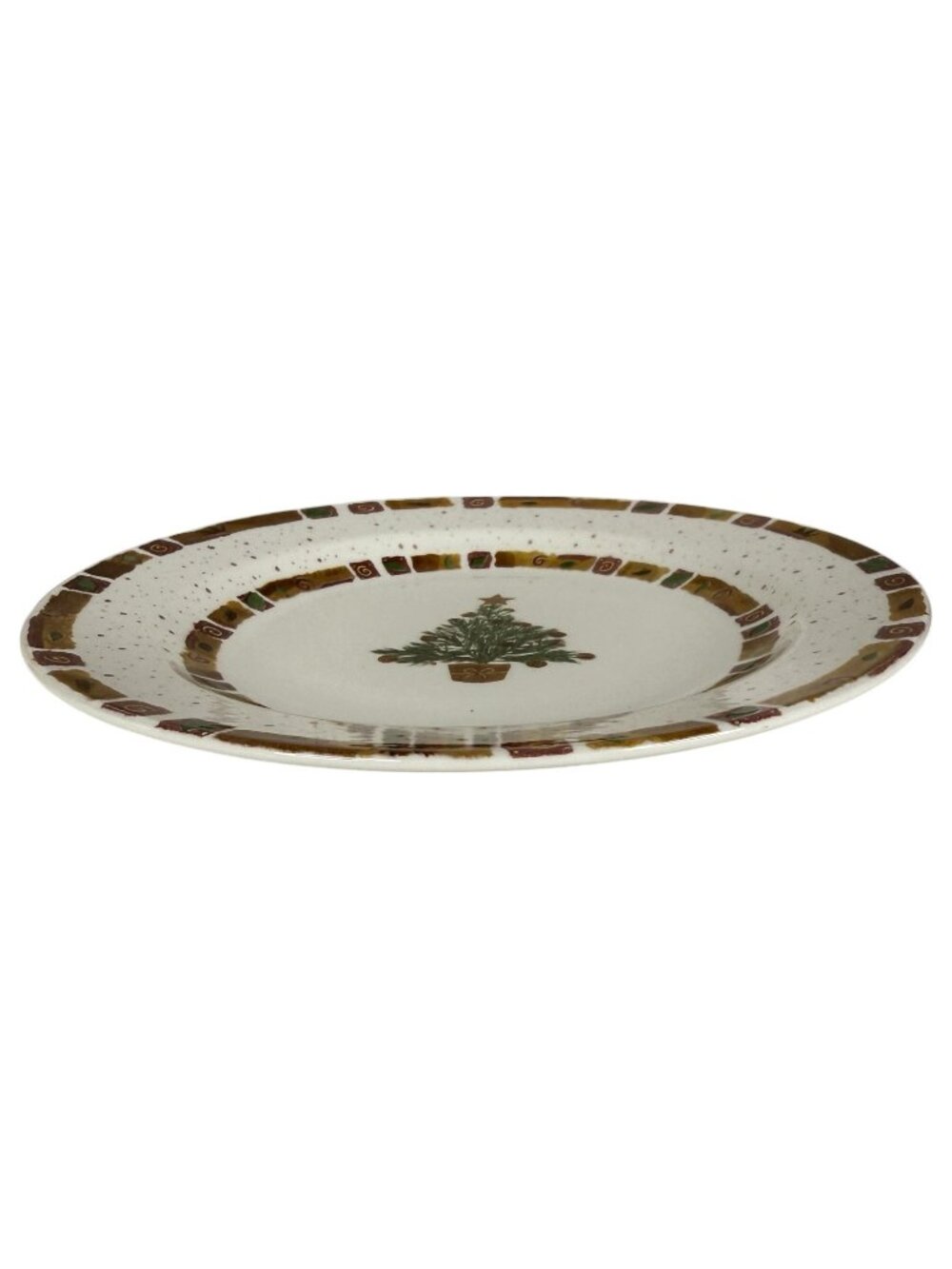 Pier 1 Natural Christmas Dinner Plate With Festive Tree Design Made In England - Picture 4 of 6